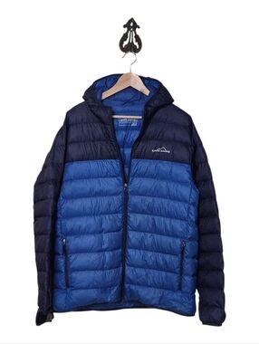 Eddie Bauer Down Packable Puffer Hooded Jacket Blue Size Large